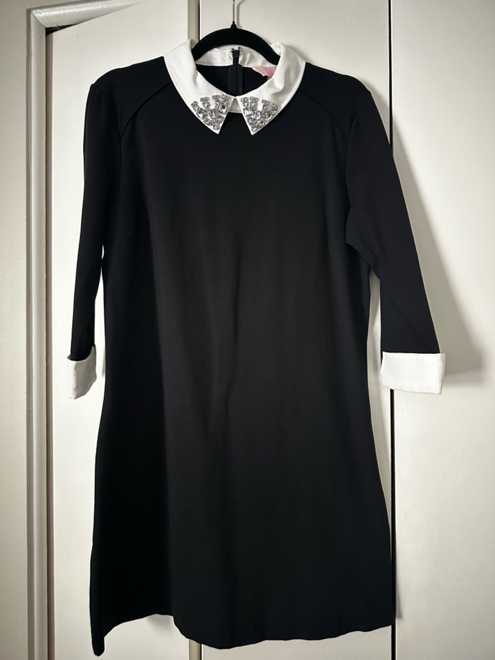 Ted Baker Black Dress with Embellished White Collar, L